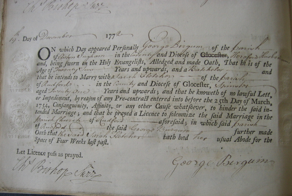 1772 Marriage Allegation